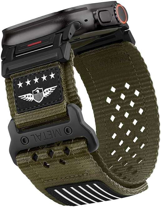 Rugged Nylon Band for Apple Watch Ultra 3/2/1 Series 11 10 9 8 7 6 5 4 SE/3/2/1 for Men,Breathable Stars-Stripes Flag Wristband Workout Athletic Strap for iWatch Ultra Bands 49mm 46mm 45mm 44mm 42mm - Image 1