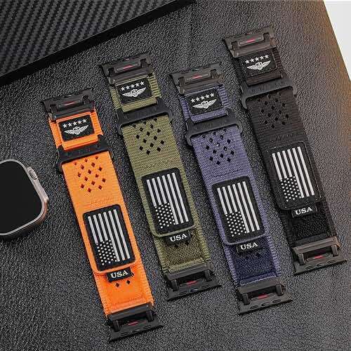 Rugged Nylon Band for Apple Watch Ultra 3/2/1 Series 11 10 9 8 7 6 5 4 SE/3/2/1 for Men,Breathable Stars-Stripes Flag Wristband Workout Athletic Strap for iWatch Ultra Bands 49mm 46mm 45mm 44mm 42mm - Image 2