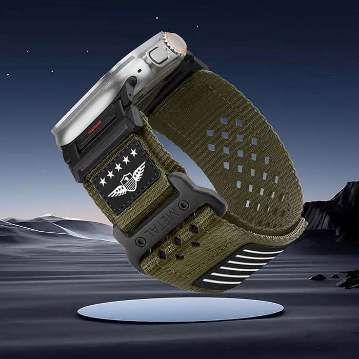 Rugged Nylon Band for Apple Watch Ultra 3/2/1 Series 11 10 9 8 7 6 5 4 SE/3/2/1 for Men,Breathable Stars-Stripes Flag Wristband Workout Athletic Strap for iWatch Ultra Bands 49mm 46mm 45mm 44mm 42mm - Image 7