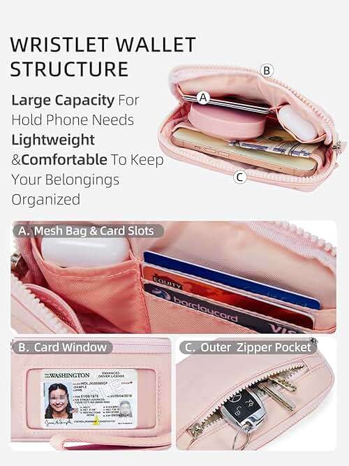 WESTBRONCO Wristlet Wallets for Women – RFID Blocking Quilted Nylon Phone Wallet, Card Holder Purse for Travel & Everyday Use - Image 2