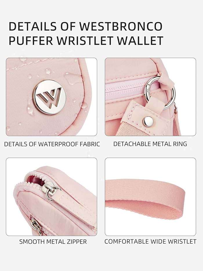 WESTBRONCO Wristlet Wallets for Women – RFID Blocking Quilted Nylon Phone Wallet, Card Holder Purse for Travel & Everyday Use - Image 6
