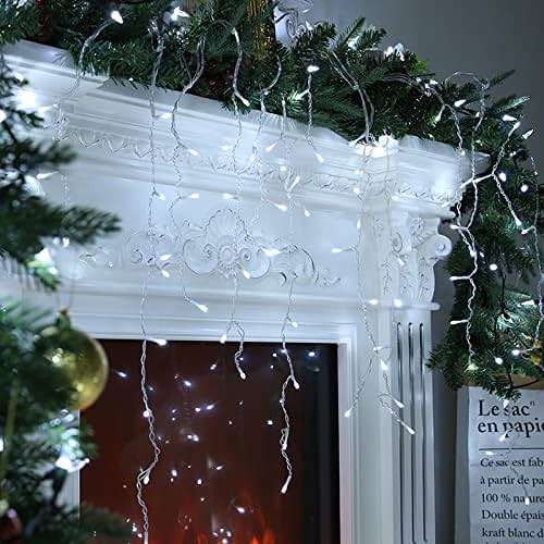Lomotech Christmas Icicle Lights - 32Ft 8 Modes Waterproof Christmas Lights Connectable with Timer for Holiday, Wedding Party, Eaves, Christmas Decorations (White) - Image 3