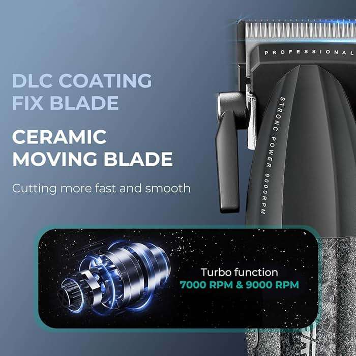 VGR 640 Professional Hair Clippers for Men, 9000RPM Cordless Barber Clippers and Trimmers Set, Zero Gap T-Blade Hair Cutting Kit, DLC Coated Ceramic Blade Barber Kit with LED Display(Black) - Image 3
