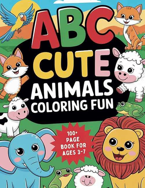 ABC Cute Animals Coloring Fun: Color, Learn, and Explore with Fun Facts: Discover Adorable Creatures from A-Z: Engage with Fun Facts and Delightful Drawings - Image 1
