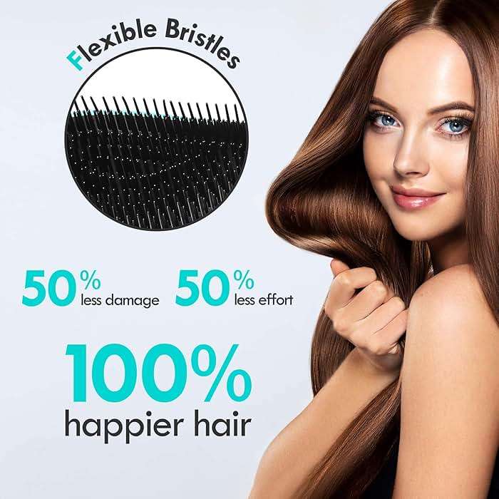 Aussumy 2 Pack Detangling Hair Brush - Detangler Hairbrush with Ultra Soft Bristles for Effortless Tangle Removal - For Dry Wet Damaged Curly Hair for Men Women Girls Boys Kids - Black & Green - Image 3