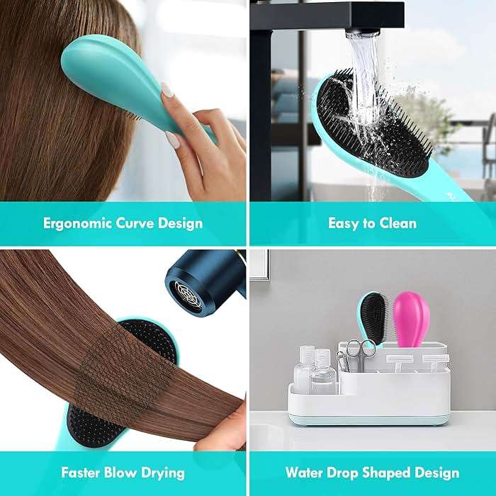 Aussumy 2 Pack Detangling Hair Brush - Detangler Hairbrush with Ultra Soft Bristles for Effortless Tangle Removal - For Dry Wet Damaged Curly Hair for Men Women Girls Boys Kids - Black & Green - Image 5