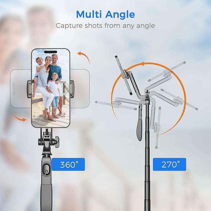 Selfie Stick Travel Tripod for Cell Phone with Remote Control and Phone Holder, Extendable Selfie Stick for iPhone, iPhone Tripod for Video Recording, 72 Inch, Black - Image 4