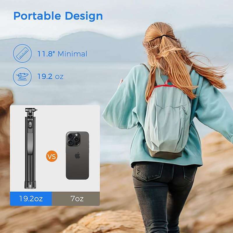 Selfie Stick Travel Tripod for Cell Phone with Remote Control and Phone Holder, Extendable Selfie Stick for iPhone, iPhone Tripod for Video Recording, 72 Inch, Black - Image 5