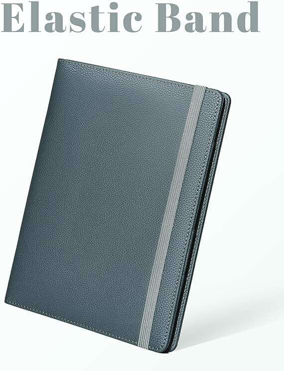Mymazn Junior Padfolio Portfolio Folder, Small A5 Clipboard with Cover for 5'' x 8'' Writing Pad Notepad Holder for Business Office Men Women (Grey Green) - Image 5