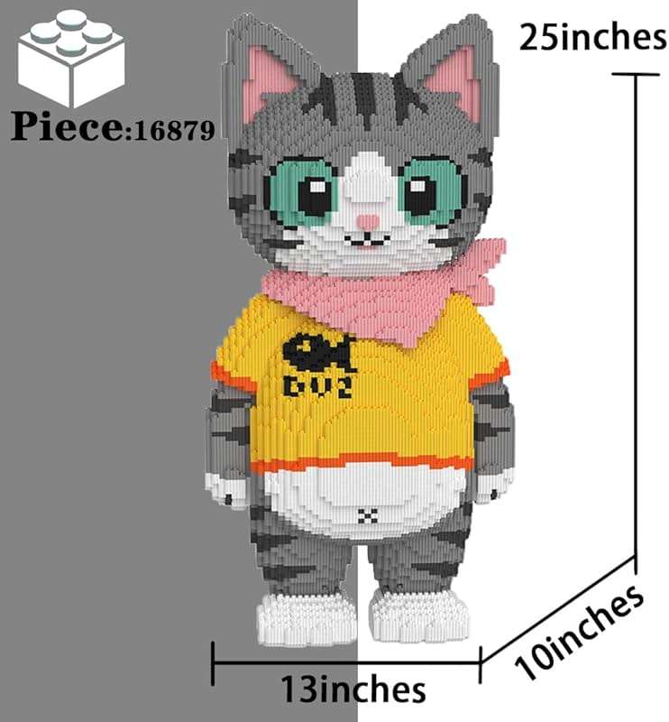 VIIOVOIIV Cute Tuxedo Cat Animal Micro Building Blocks Set(16879Pieces), Big Lucky Cat Building Blocks Kit.Cat Lover Creative Gift, Home Office Decor for Kids Adults 8+ - Image 3