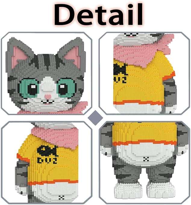 VIIOVOIIV Cute Tuxedo Cat Animal Micro Building Blocks Set(16879Pieces), Big Lucky Cat Building Blocks Kit.Cat Lover Creative Gift, Home Office Decor for Kids Adults 8+ - Image 4