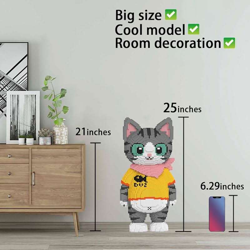VIIOVOIIV Cute Tuxedo Cat Animal Micro Building Blocks Set(16879Pieces), Big Lucky Cat Building Blocks Kit.Cat Lover Creative Gift, Home Office Decor for Kids Adults 8+ - Image 5
