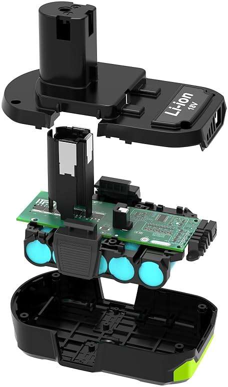 Nicetoro 2packs 18V 3.0Ah Battery Replacement for Ryobi 18V Battery P103 P104 Compatible with Ryobi 18V Cordless Power Tools PCL525B PCL515B - Image 2