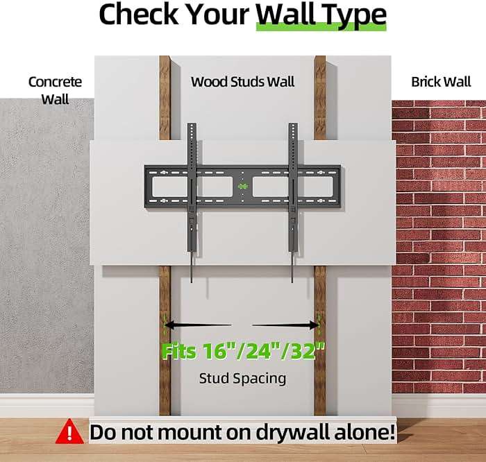 USX MOUNT Heavy Duty Fixed TV Wall Mount for 65-100 inch Flat TVs, Max Load 200 Lbs, Low Profile Bracket Fits 16" 18" 24" 32 inch Stud Spacing, Max VESA 800x600mm for Most 65 75 85 86 90 98 100 TVs - Image 5
