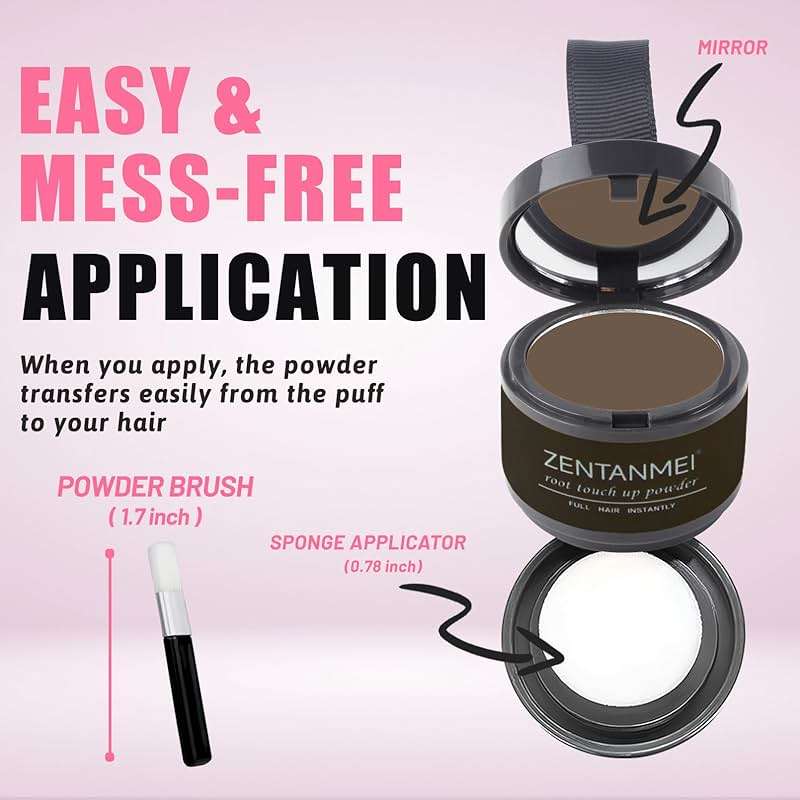 ZENTANMEI Root Touch Up Hairline Powder for Women & Men, Gray Hair Cover Up, Hairline Shadow Powder Sweatproof & Windproof, 0.14 oz Root Cover Up for Thinning Hair (Brown) - Image 2