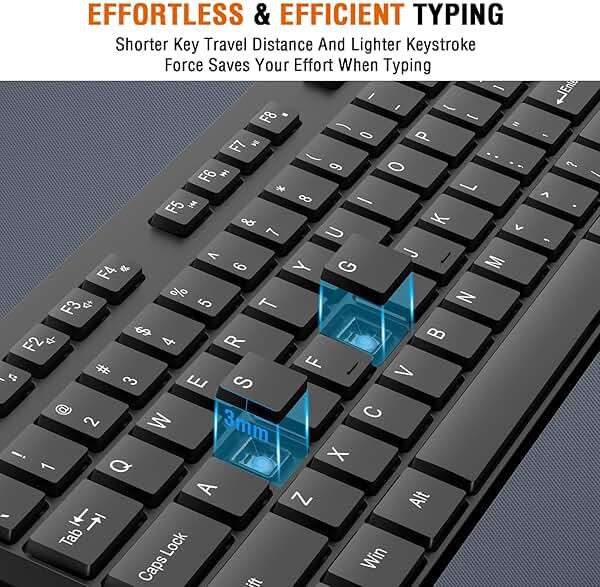 Wireless Keyboard and Mouse Combo, EDJO Silent Full Size Cordless USB Keyboard Mouse, 2.4GHz Lag-Free, Long Battery Life, for Computer, Laptop, PC, Chromebook, Windows (Black, 1 Pack) - Image 6