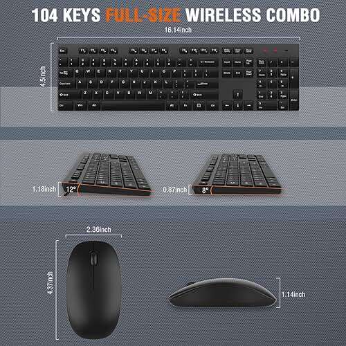 Wireless Keyboard and Mouse Combo, EDJO Silent Full Size Cordless USB Keyboard Mouse, 2.4GHz Lag-Free, Long Battery Life, for Computer, Laptop, PC, Chromebook, Windows (Black, 1 Pack) - Image 7