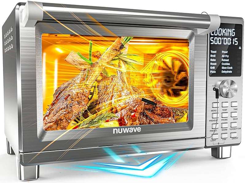 Nuwave Bravo XL Pro Air Fryer Toaster Oven with Grill Combo, 2026 New Ultra-Fast Convection System, 35% Crispier, 2X More Even, 142 Presets, 50-500F, Smarter Probe, PFAS Free, 30QT, Stainless Steel - Image 1