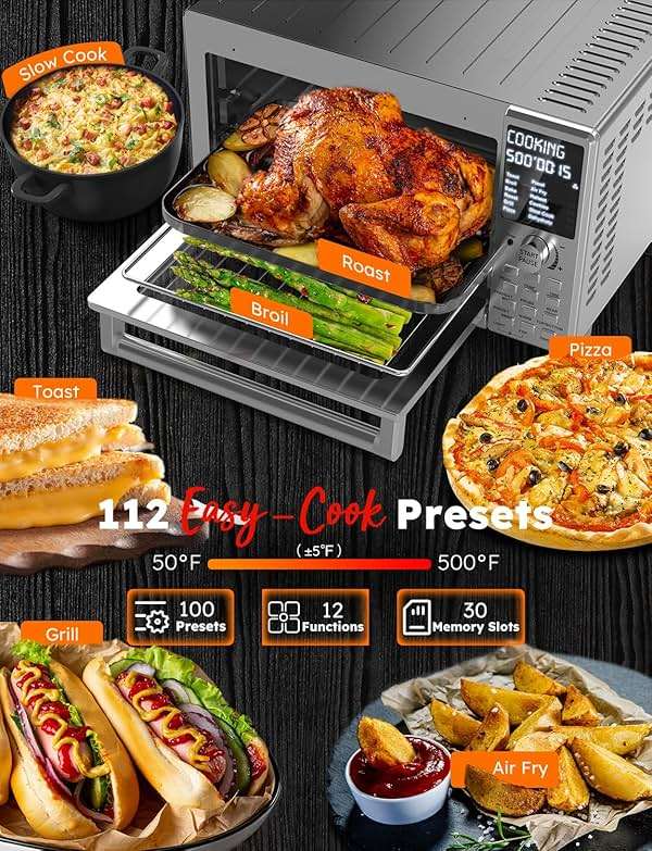 Nuwave Bravo XL Pro Air Fryer Toaster Oven with Grill Combo, 2026 New Ultra-Fast Convection System, 35% Crispier, 2X More Even, 142 Presets, 50-500F, Smarter Probe, PFAS Free, 30QT, Stainless Steel - Image 2