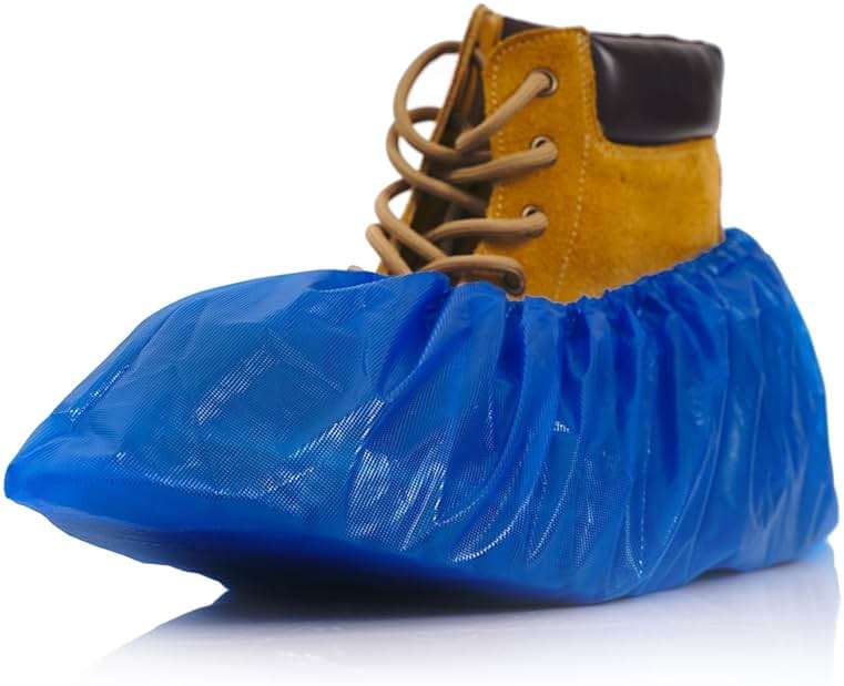 Buself Heavy Duty Disposable Shoe Covers, Extra Large 6.7x17.7 In, Thick 0.3 Oz, Waterproof Non-Slip Shoe Booties, 100 Pieces Boot Covers for Indoor/Outdoor Use, One Size Fits All - Image 1