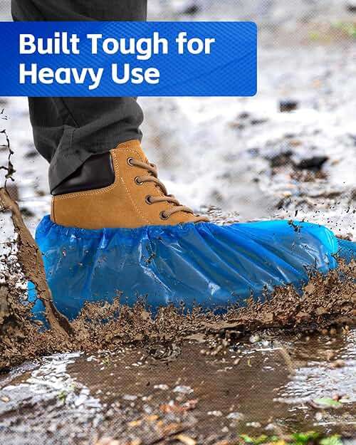 Buself Heavy Duty Disposable Shoe Covers, Extra Large 6.7x17.7 In, Thick 0.3 Oz, Waterproof Non-Slip Shoe Booties, 100 Pieces Boot Covers for Indoor/Outdoor Use, One Size Fits All - Image 3
