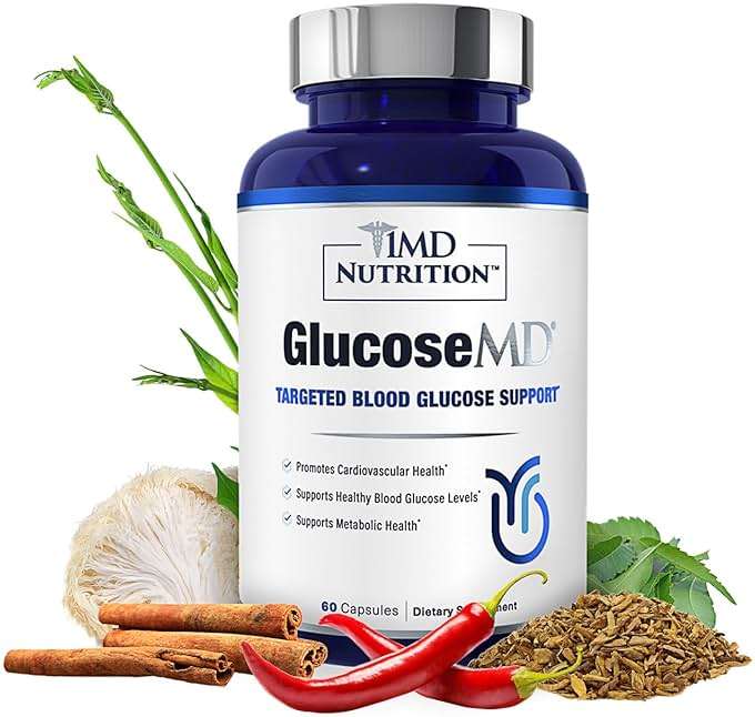 1MD Nutrition - Cinnamon bark 10:1 Water Extract, Chromium, Neem Leaf, Berberine, Cayenne Pepper 5:1 Extract, Lion's Mane, Gymnema Leaf and Stem - 60 Capsules - Image 1