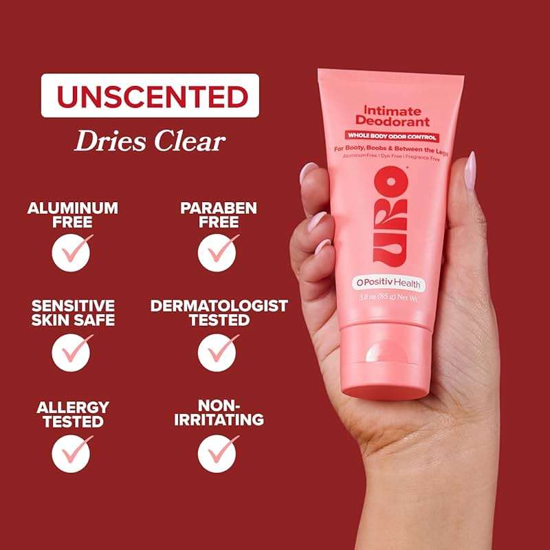 URO Intimate Whole Body Deodorant Cream – Dermatologist Tested, Hypoallergenic, Non-irritating, Aluminum Free, Unscented, Dries Clear – Odor & Moisture Control, Anti-Chafing – 3 Oz Tube (Pack of 1) - Image 3