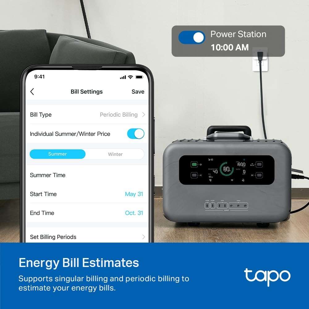 TP-Link 𝗧𝗮𝗽𝗼 Smart Plug Wi-Fi Mini, Energy Monitoring, Compatible with Alexa & Google Home & Samsung SmartThings, Timer, 15A/1800W Max, ETL Certified, 2.4G Wi-Fi Only, Tapo P115(2-Pack) - Image 3