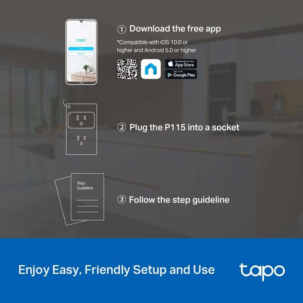 TP-Link 𝗧𝗮𝗽𝗼 Smart Plug Wi-Fi Mini, Energy Monitoring, Compatible with Alexa & Google Home & Samsung SmartThings, Timer, 15A/1800W Max, ETL Certified, 2.4G Wi-Fi Only, Tapo P115(2-Pack) - Image 9