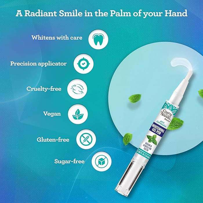 GuruNanda Teeth Whitening Pen,(0.06 fl oz)-20 Uses, Vegan & Gentle on Teeth Pro Formula - Hydrogen Peroxide Whitening Gel Pen, Cruelty-Free, Mint Flavor - Image 4