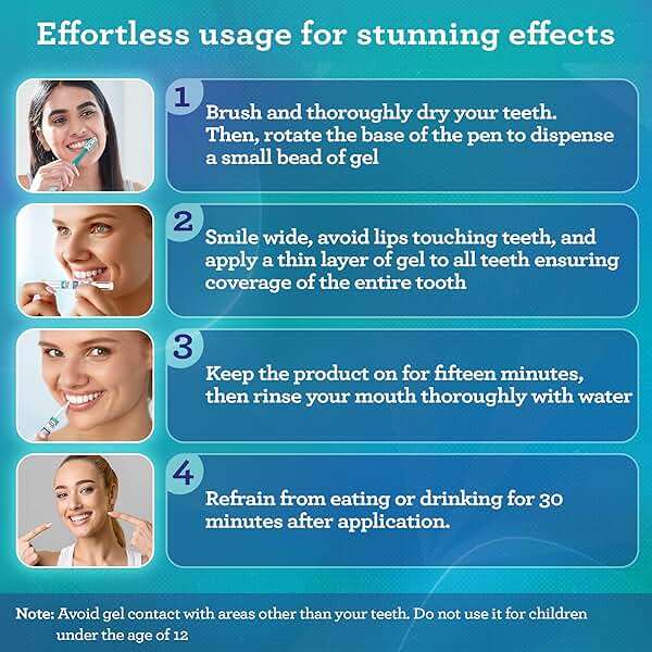 GuruNanda Teeth Whitening Pen,(0.06 fl oz)-20 Uses, Vegan & Gentle on Teeth Pro Formula - Hydrogen Peroxide Whitening Gel Pen, Cruelty-Free, Mint Flavor - Image 5