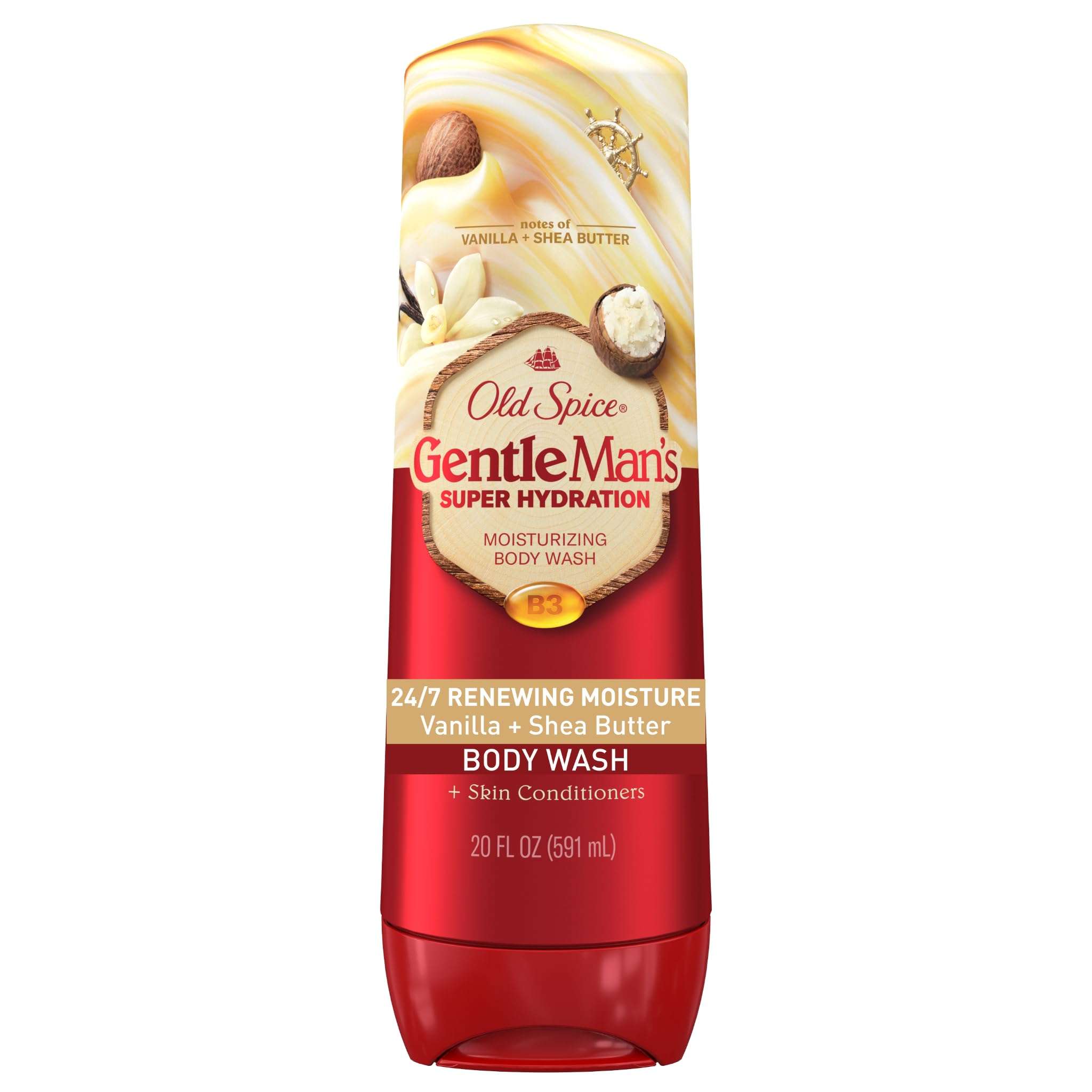 Old Spice Body Wash GentleMan’s Super Hydration for Men, 24/7 Renewing Moisture, Gentle on Skin with Skin Conditioners, Vanilla + Shea Butter Scent, 20 oz - Image 1