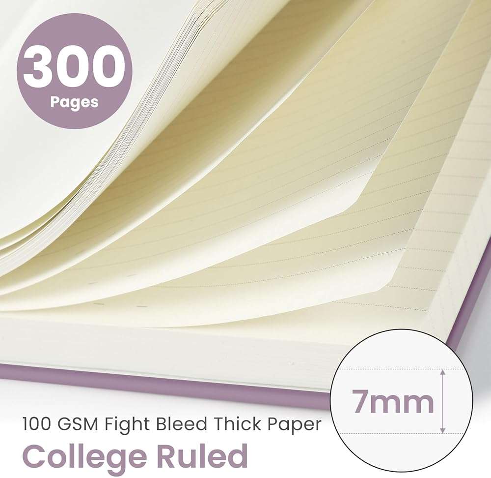 Lined Spiral Notebook Journal for Work, 300 Pages Thick B5 (7.1"x10") College Ruled Journal for Women & Writing, Hardcover Notebook for Note Taking, Perfect for Office Home School Supplies, Purple - Image 2