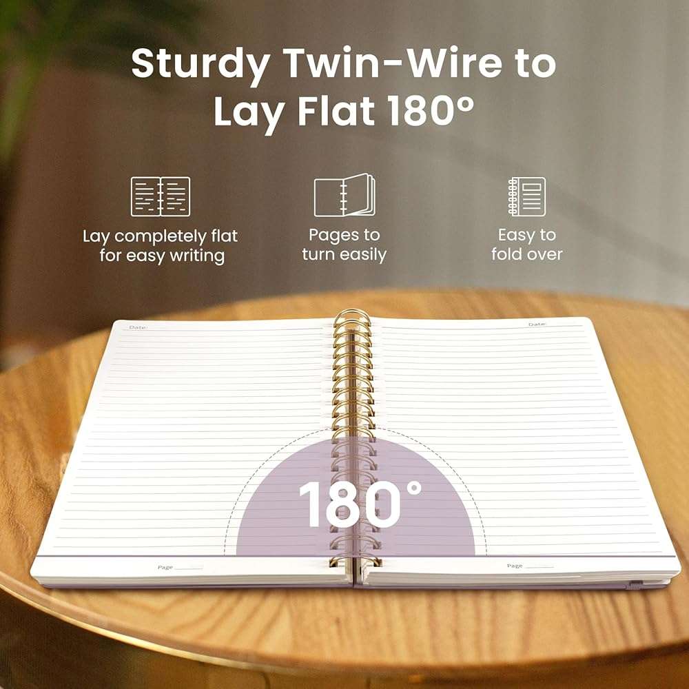 Lined Spiral Notebook Journal for Work, 300 Pages Thick B5 (7.1"x10") College Ruled Journal for Women & Writing, Hardcover Notebook for Note Taking, Perfect for Office Home School Supplies, Purple - Image 4