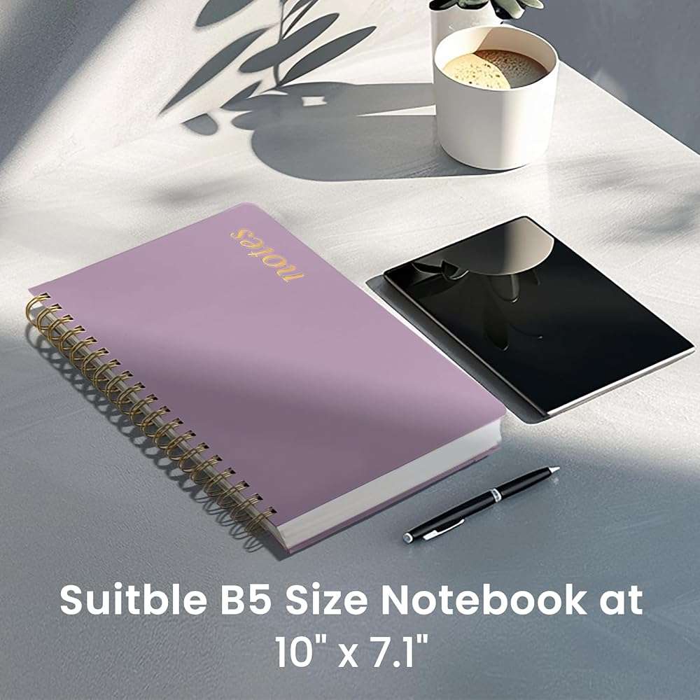 Lined Spiral Notebook Journal for Work, 300 Pages Thick B5 (7.1"x10") College Ruled Journal for Women & Writing, Hardcover Notebook for Note Taking, Perfect for Office Home School Supplies, Purple - Image 5