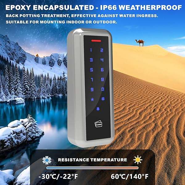 UHPPOTE Metal RFID Door Access Control Keypad with Wiegand 26 bit Output | Touch Keypad Waterproof for Rental Home Office Door Entry System - Image 4