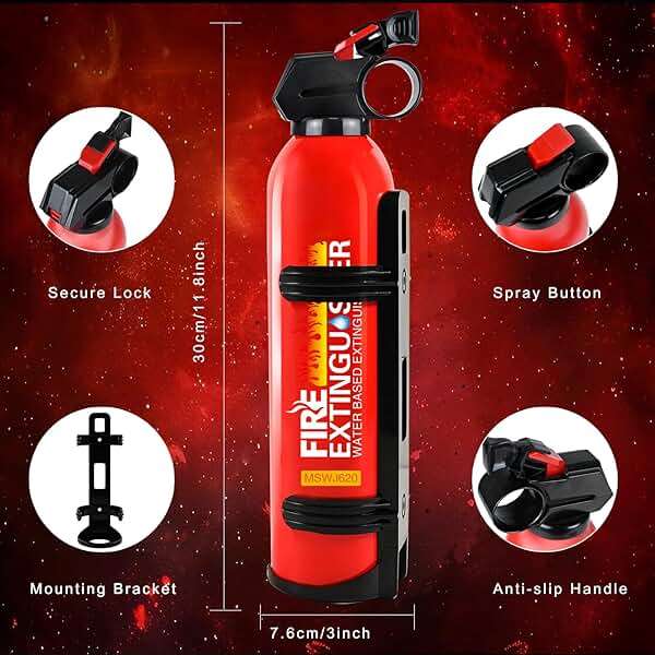 6 Pack Fire Extinguisher for Home with Wall Mount - Portable Fire Extinguisher for Car Vehicle Boat House Kitchen, Water-Based Fire Extinguisher for A, B, C, K Fire - Image 2