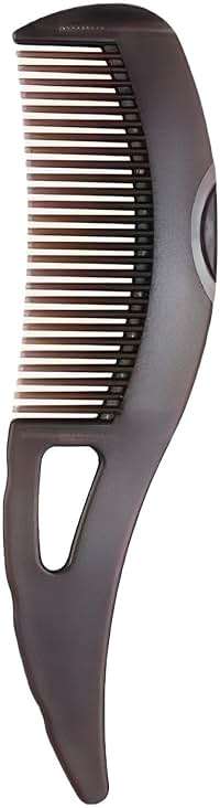 1PCS Dandruff Comb, Stainless Steel Fine Tooth Lice/Flea Comb, Psoriasis Comb, Scalp Oil Buildup Removal Wide Hollow Tooth Button Hairbrush for Scalp Massage Care for Man Women and Kids (Brown) - Image 1