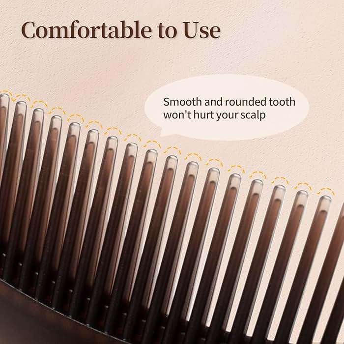 1PCS Dandruff Comb, Stainless Steel Fine Tooth Lice/Flea Comb, Psoriasis Comb, Scalp Oil Buildup Removal Wide Hollow Tooth Button Hairbrush for Scalp Massage Care for Man Women and Kids (Brown) - Image 5