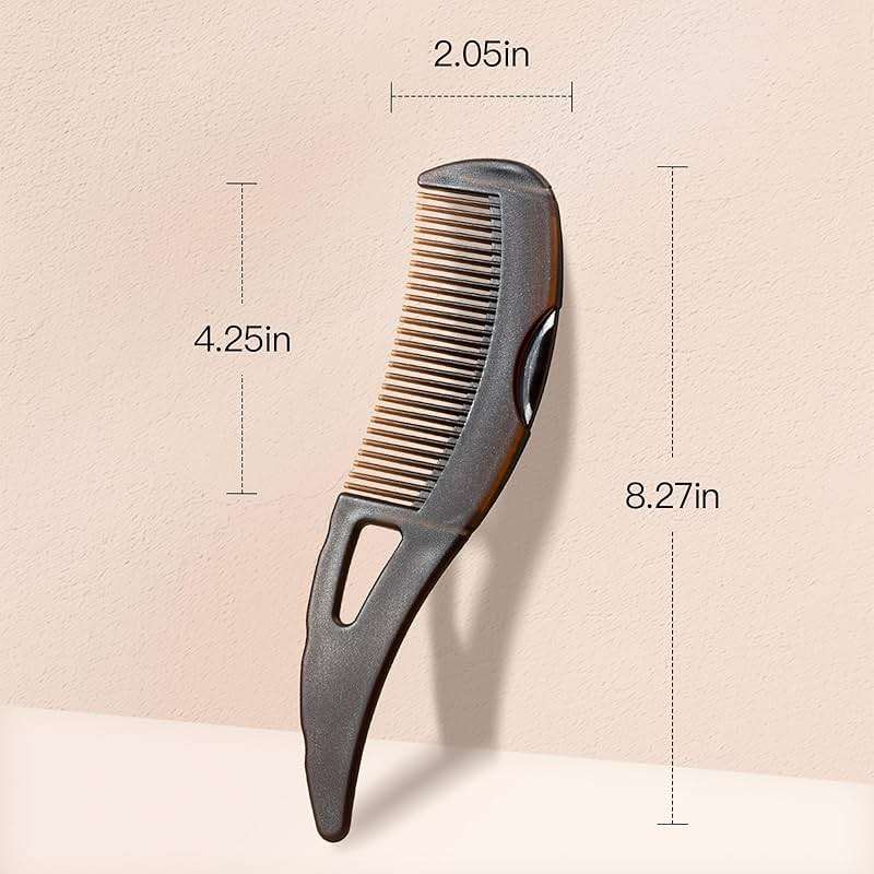 1PCS Dandruff Comb, Stainless Steel Fine Tooth Lice/Flea Comb, Psoriasis Comb, Scalp Oil Buildup Removal Wide Hollow Tooth Button Hairbrush for Scalp Massage Care for Man Women and Kids (Brown) - Image 6
