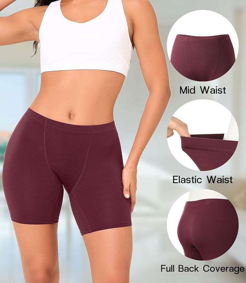 BAMBOO COOL Womens Underwear Boy Shorts Full Coverage Boxer Briefs High Waisted Ladies Panties Soft Stretch Shorts 4 Pack - Image 3