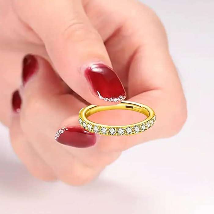 18G Nose Rings Hoop and 20g Nose Studs Sets for Women Men, Hypoallergenic 316L Surgical Steel Hinged Clicker Segment CZ Nose Hoops Double Hoop Nose Ring Septum Lip Helix Cartilage Daith Tragus Sleeper Earrings Gold Silver L Shape/Corkscrew Nose Studs Nostril Small Piercing Jewelry - Image 6