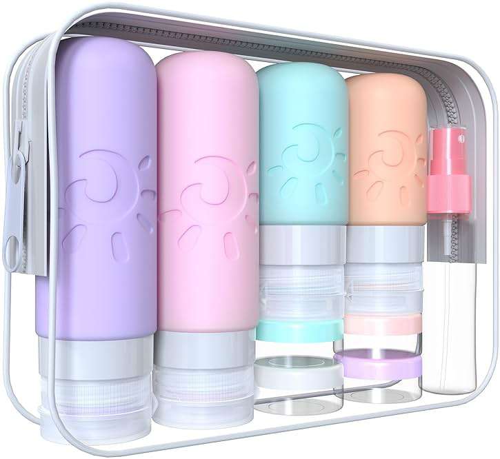 Zafit 18 Pack travel Bottles for Toiletries, TSA Approved Silicone Travel Containers Leak Proof Refillable Travel Accessories for Shampoo Conditioner Lotion Body Wash(Multicolored C) - Image 1