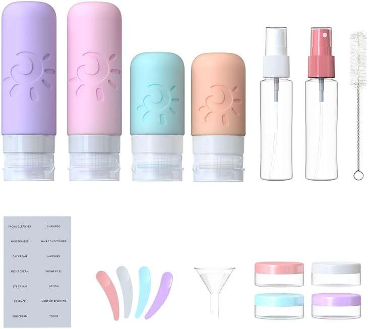 Zafit 18 Pack travel Bottles for Toiletries, TSA Approved Silicone Travel Containers Leak Proof Refillable Travel Accessories for Shampoo Conditioner Lotion Body Wash(Multicolored C) - Image 2
