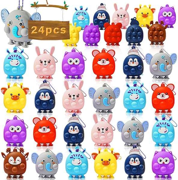 24 Pcs Party Favors for Kids, 3D Animal Pop Fidget Toys Bulk, Sensory Bath Suction Toys for Toddlers, Carnival Treasure Classroom Prizes Box Toys, Fidget Stocking Stuffers Birthday Party Gifts - Image 3