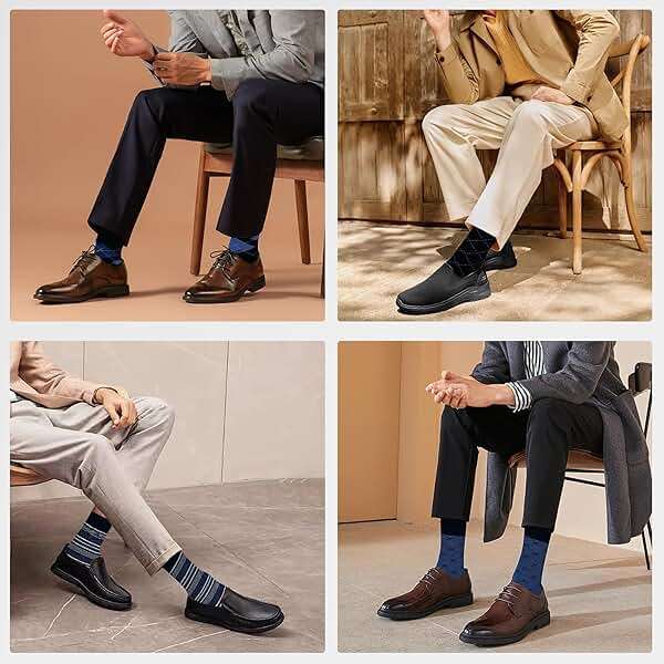 SUKBRGIR Mens Dress Socks Business Casual Pattern，6-Pairs Bamboo Crew Sock for Men Shoe Size 8-13 - Image 3
