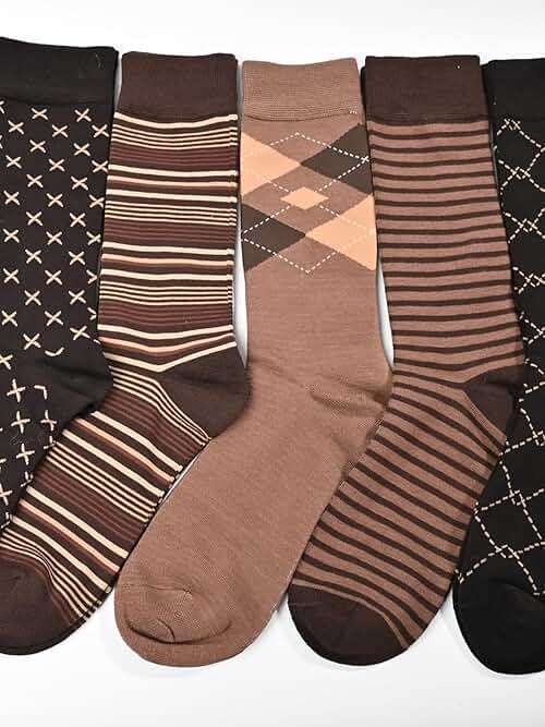 SUKBRGIR Mens Dress Socks Business Casual Pattern，6-Pairs Bamboo Crew Sock for Men Shoe Size 8-13 - Image 4