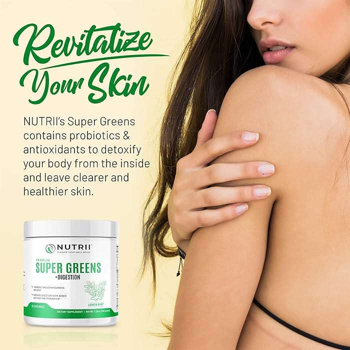 Nutrii Organic Green Immunity Superfood Powder - Soothes Digestion, Boosts Healthy Vitality and Energy. Fast Acting Formula with Probiotics, Enzymes, Turmeric and Ashwagandha (30 Servings Lemon-Mint) - Image 8