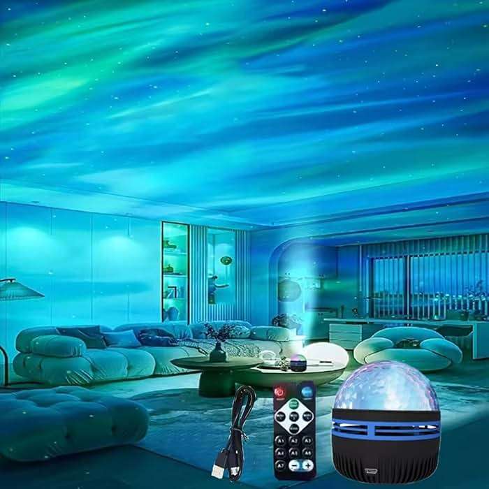 Xugenxes 2-in-1 Northern Lights & Waves Projector, Aurora Northern Lights Projector, 14 Light Effects, Bedroom, Party, LED Color Changing Light for Home Decoration (1pc) - Image 1