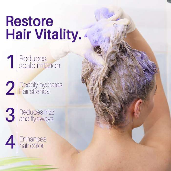MYSTÉRE BEAUTÉ Purple Shampoo and Conditioner Set, For Blonde, Silver, and Gray Hair - Purple Shampoo Conditioner for Men Women, Sulfate Free Anti Yellowing Vibrant Color Protection - 16 fl oz each - Image 4